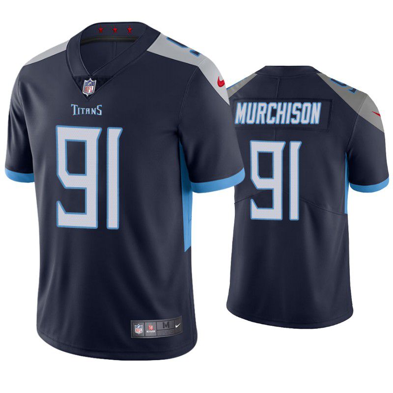 Men Tennessee Titans 91 Larrell Murchison Nike Navy Vapor Limited NFL Jersey